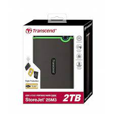TRANSCEND 2 TB USB3 ANTISHOCK HDD (US MILITARY STANDARD), ONE TOUCH BACK UP, PASSWORD PROTECTION