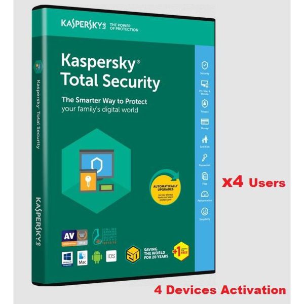 Kaspersky Total Security 4 Users With 1 Year License Key