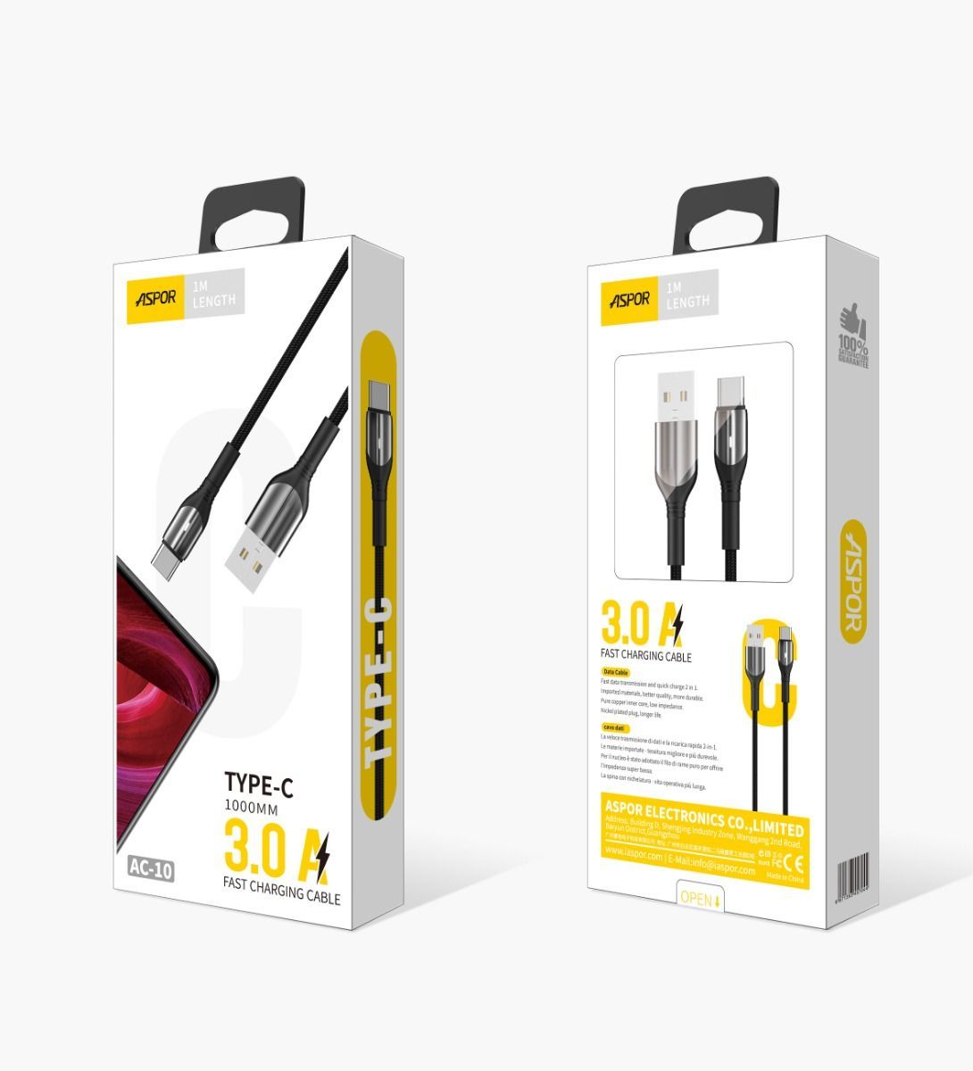 ASPOR FAST CHARGING AC-10 3.0A Type-C Cable
